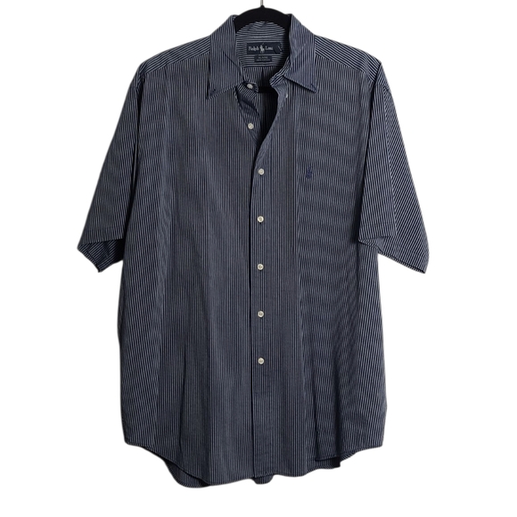 RALPH LAUREN Blue Striped Casual Button Down Shirt Size Large - Picture 1 of 16